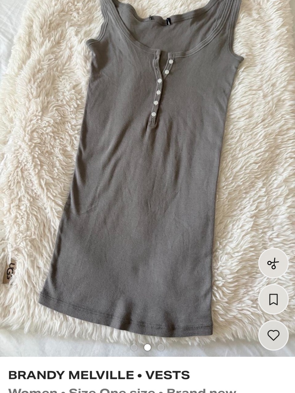 Brandy Melville Olive Button-Front Scoop Tank